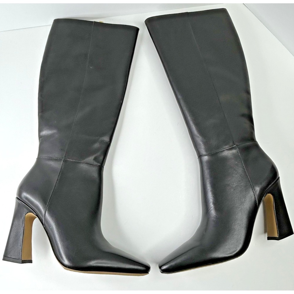 Vince Camuto Boots Bennidy 2 Women 9M Wide Calf Black Leather 4" Flare‎ Heel - Picture 2 of 8